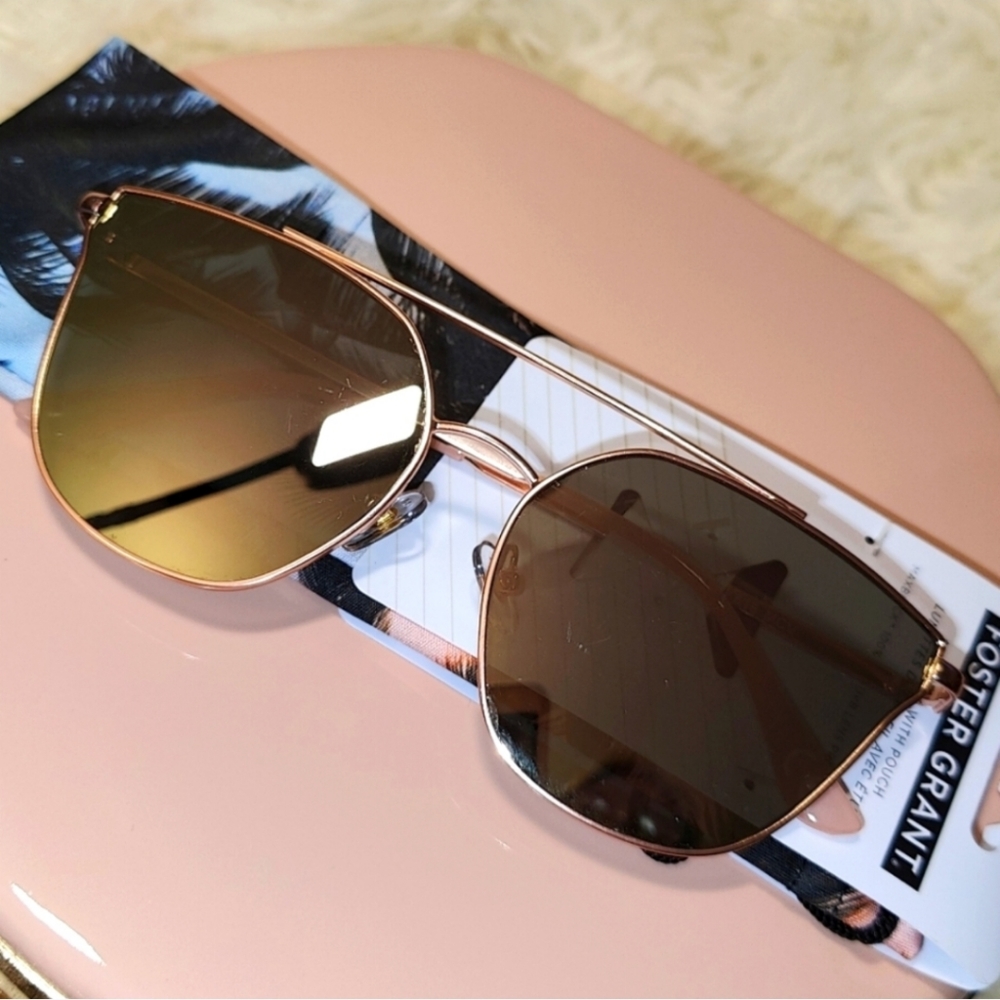 FOSTER GRANT Rose Gold Metal Cat-Eye Sunglasses